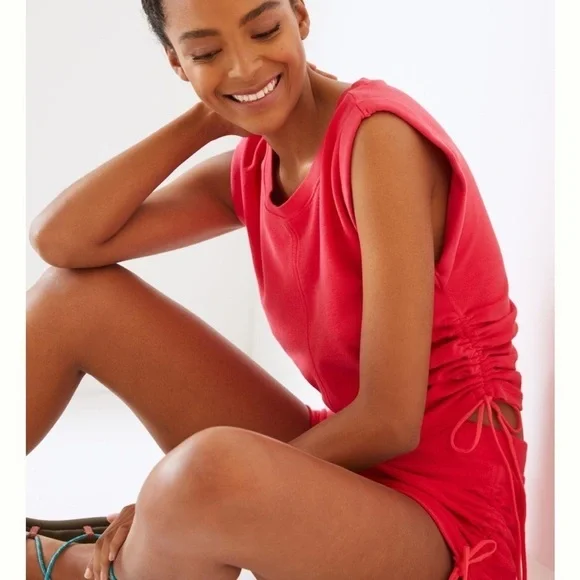 Anthropologie Daily Practice Ruched Baby Tank in Raspberry - Size Small - Picture 1 of 10